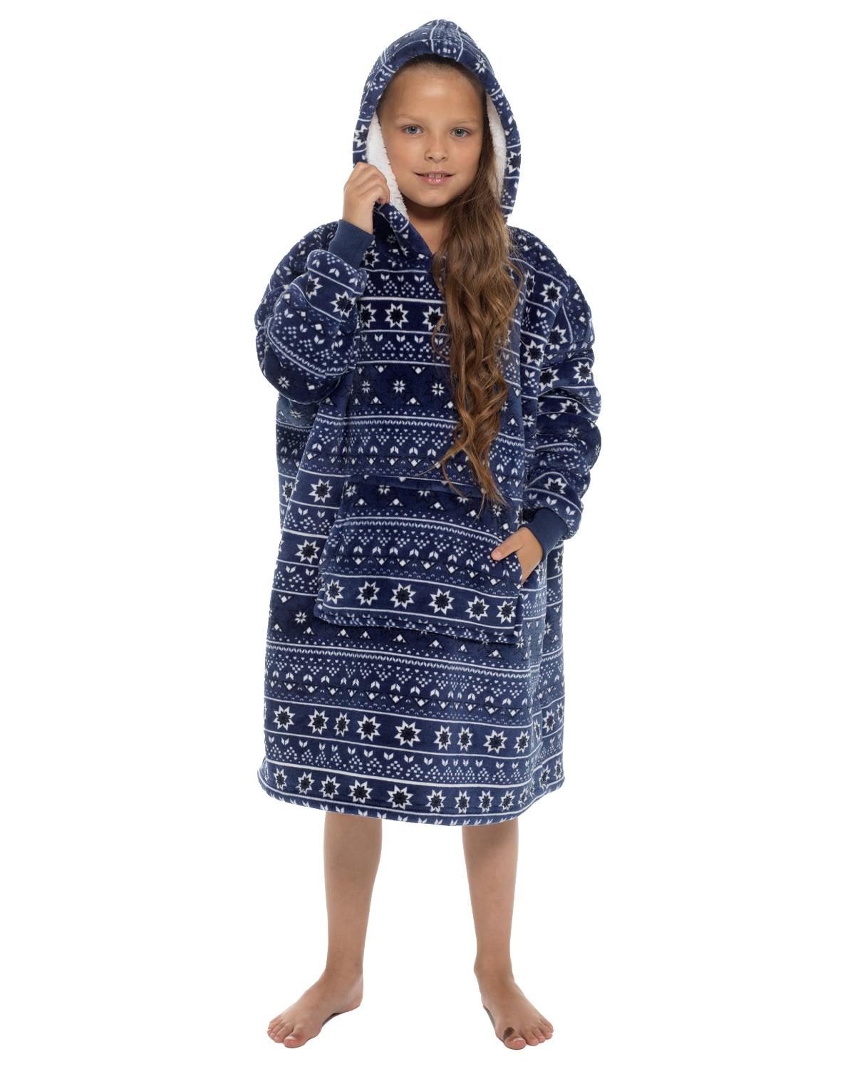 Slumber Hut Kids Navy Fairisle Oversized Snuggle Hoodie