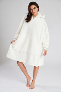 Loungeable Womens Cream Sherpa Oversized Snuggle Hoodie