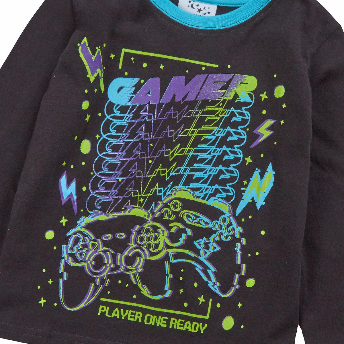 Boys Black Gaming Long Pyjamas