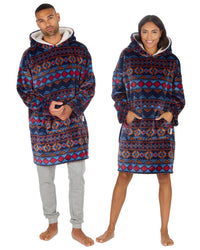 Huggable Adults Navy Aztec Print Snuggle Hoodie