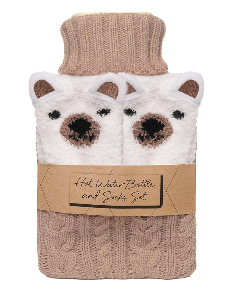 Bear Hot Water Bottle & Fluffy Socks Gift Set