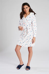 Loungeable Womens White Star Print Dressing Gown