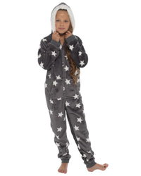 Slumber Hut Girls Grey Star Print Onesie