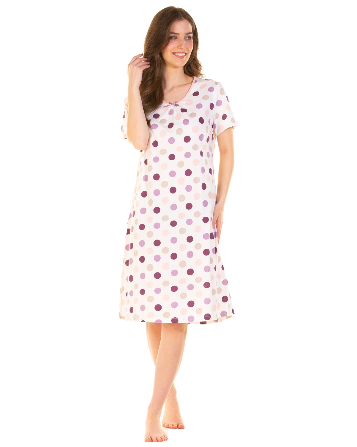 Sue Marks Womens Misty Dots Short Sleeve Nightie