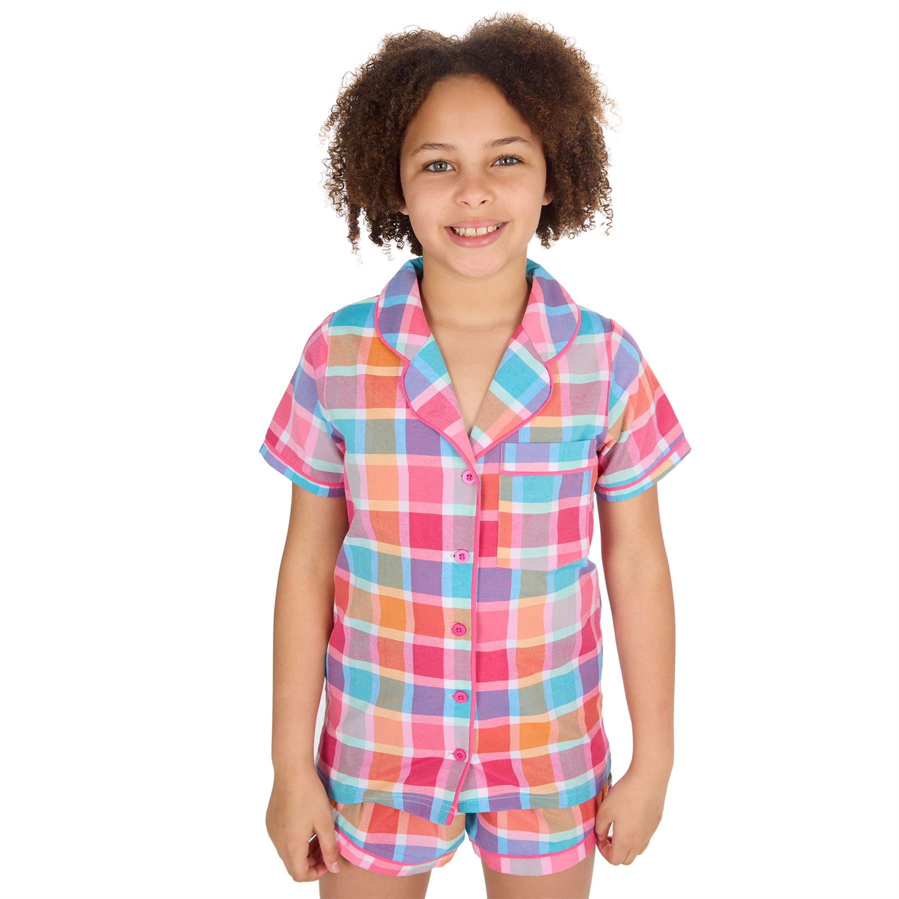 Forever Dreaming Girls Check Button Short Pyjamas