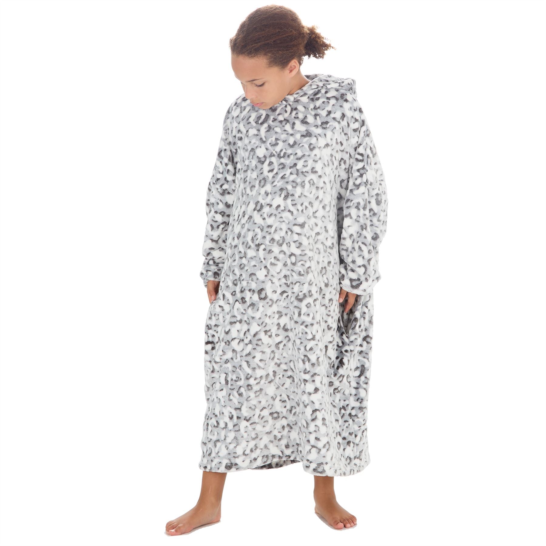 Huggable Girls Snow Leopard Oversized Poncho