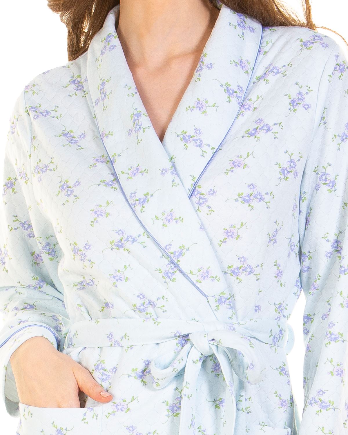 La Marquise Womens Primrose in Bloom Mock Quilt Robe