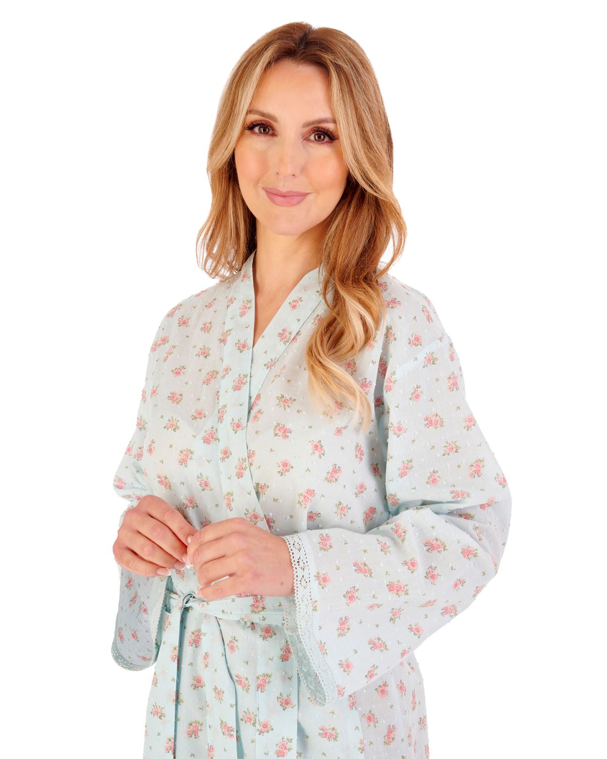 Slenderella Womens 45" Floral Dobby Spot Woven Robe