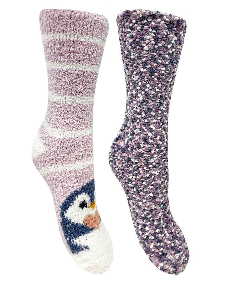 Bramble Womens 2 Pack Penguin Fluffy Socks