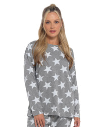 Slumber Hut Womens Jersey Grey Star Pyjamas