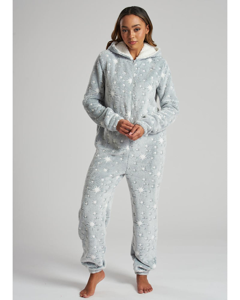 Loungeable Womens Grey Sparkle Star Onesie