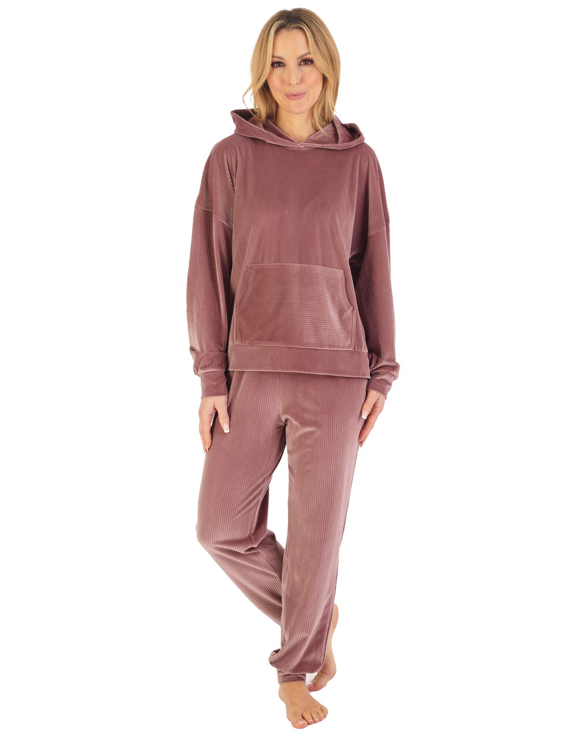 Gaspé Womens Lounge Velour Stripe Hooded Pyjamas