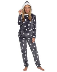 Slumber Hut Womens Star Fleece Hooded Pyjamas