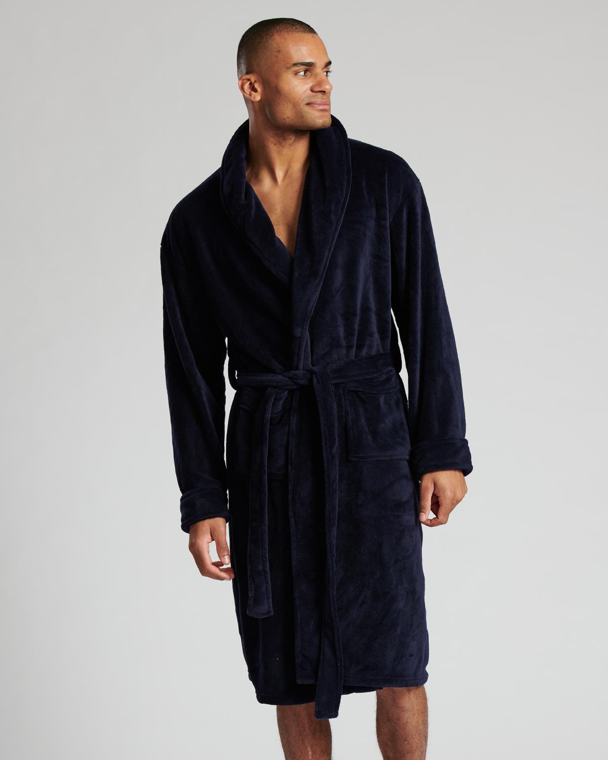 Loungeable Mens Shawl Collar Fleece Dressing Gown