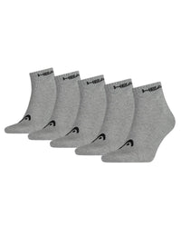 HEAD Unisex 5 Pack Cotton Quarter Socks