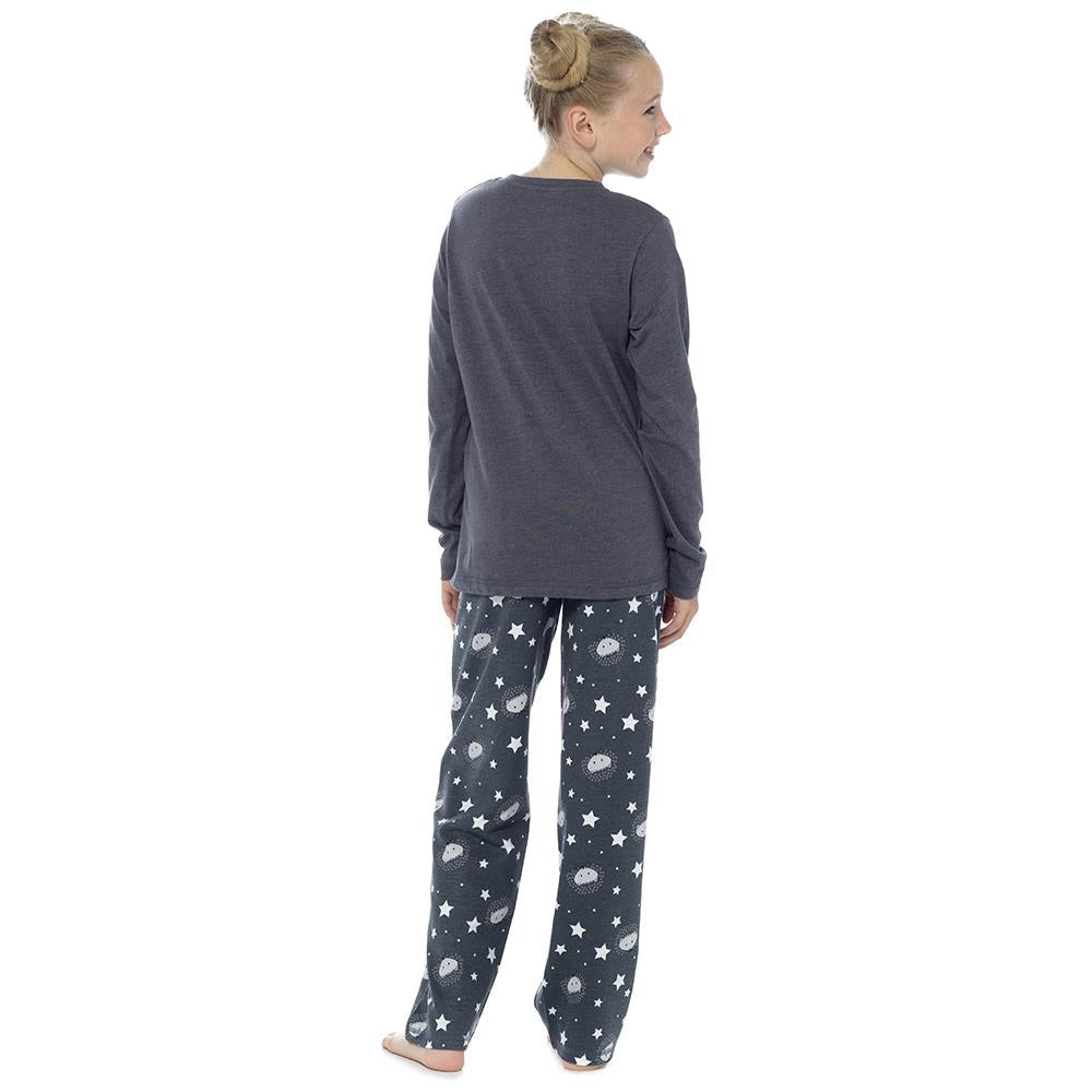 Foxbury Girls Charcoal Hedgehog Jersey Pyjamas