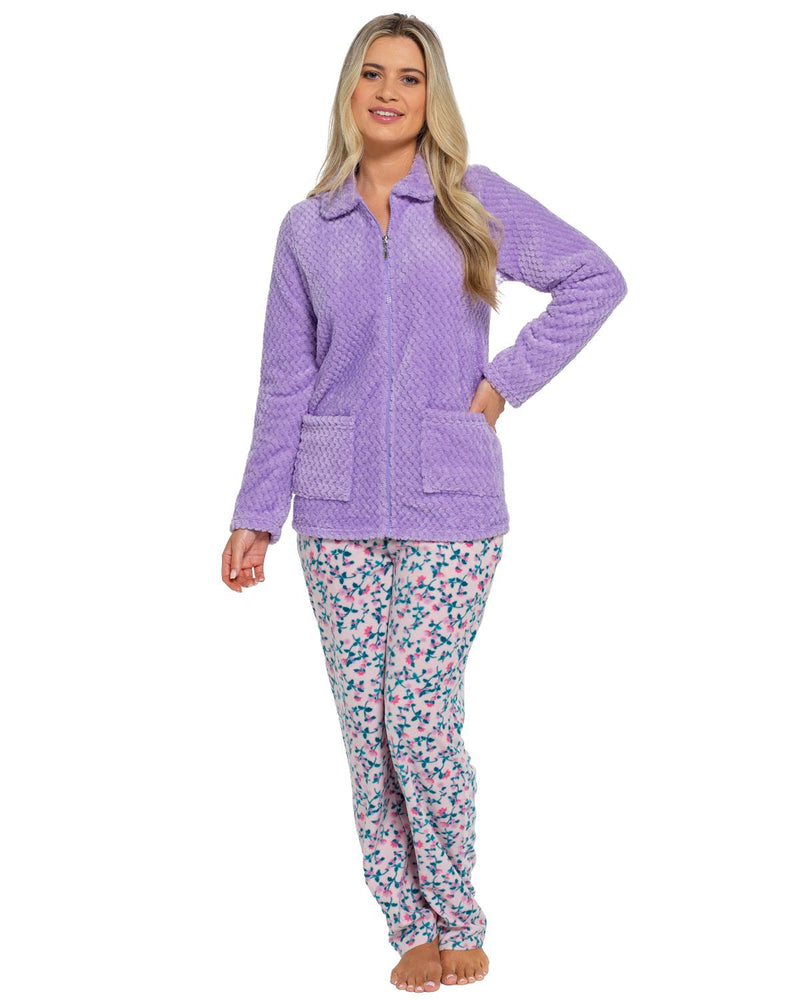 Undercover Womens Waffle Fleece Zip Bed Jacket