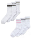 Womens 6 Pack White Glitter Stripe Sport Socks