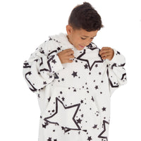 Huggable Kids Cream Star Print Snuggle Hoodie