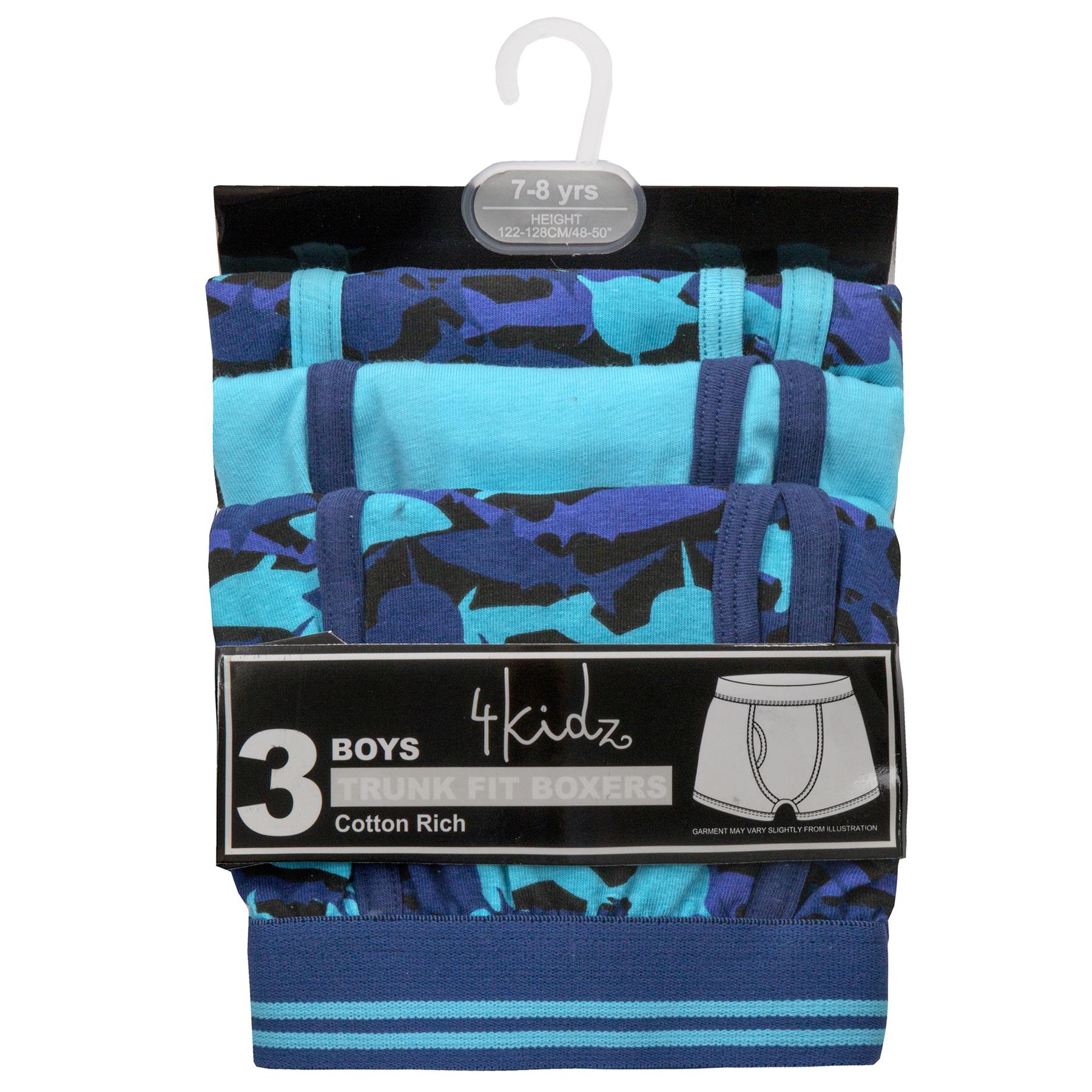 Boys 3 Pack Shark Print Boxers