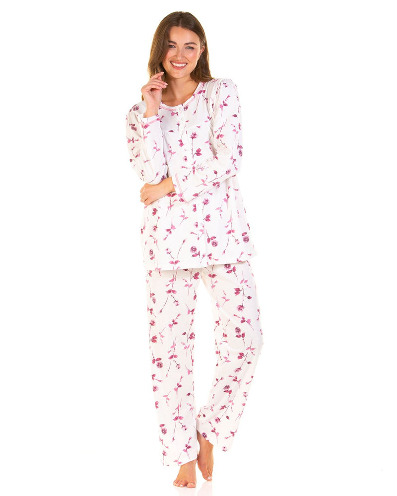 La Marquise Womens Two Flowers Cuddleknit Pyjamas