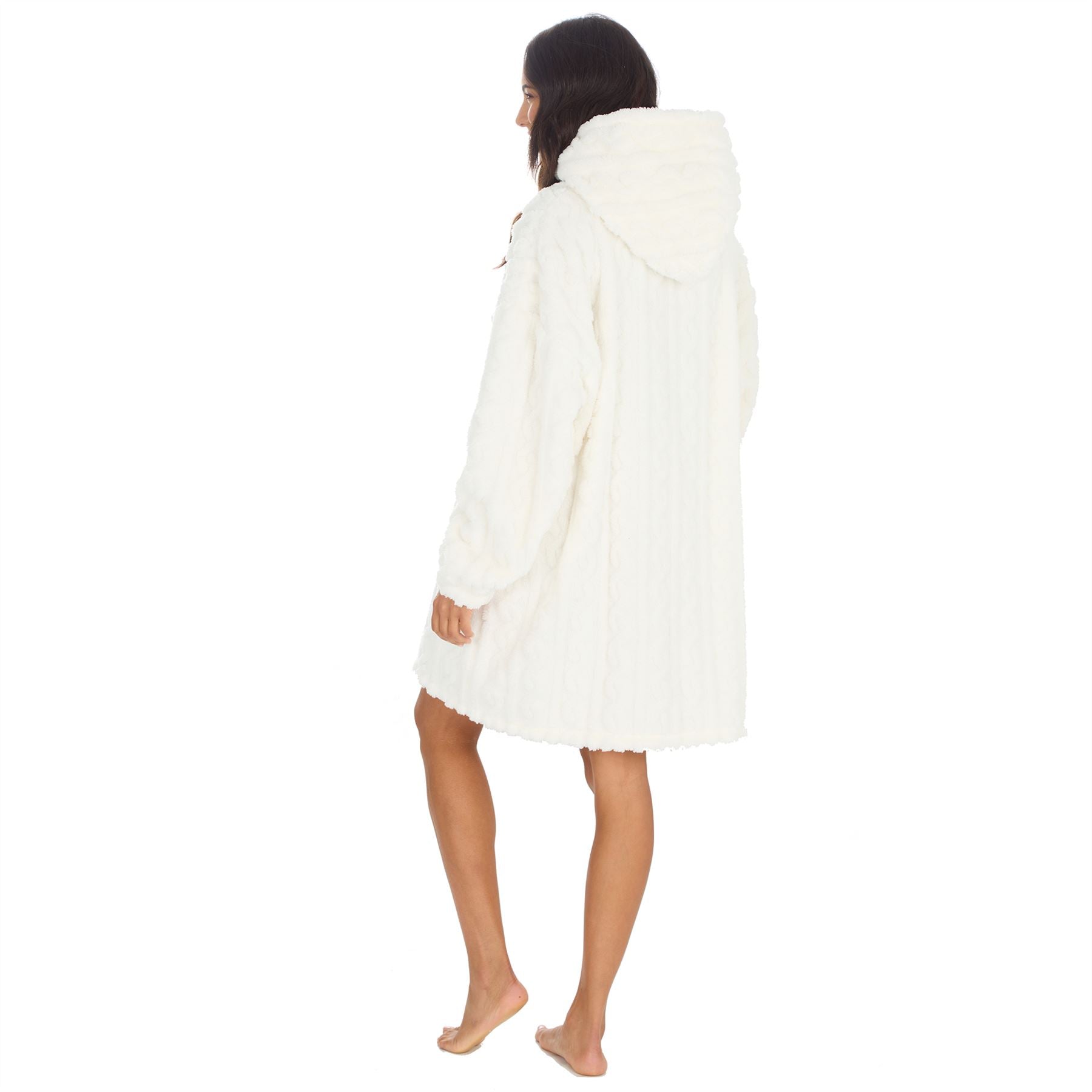 Huggable Womens Sherpa Cable Fleece Snuggle Hoodie