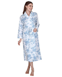 La Marquise Womens Vintage Bouquet Long Sleeve Jersey Robe