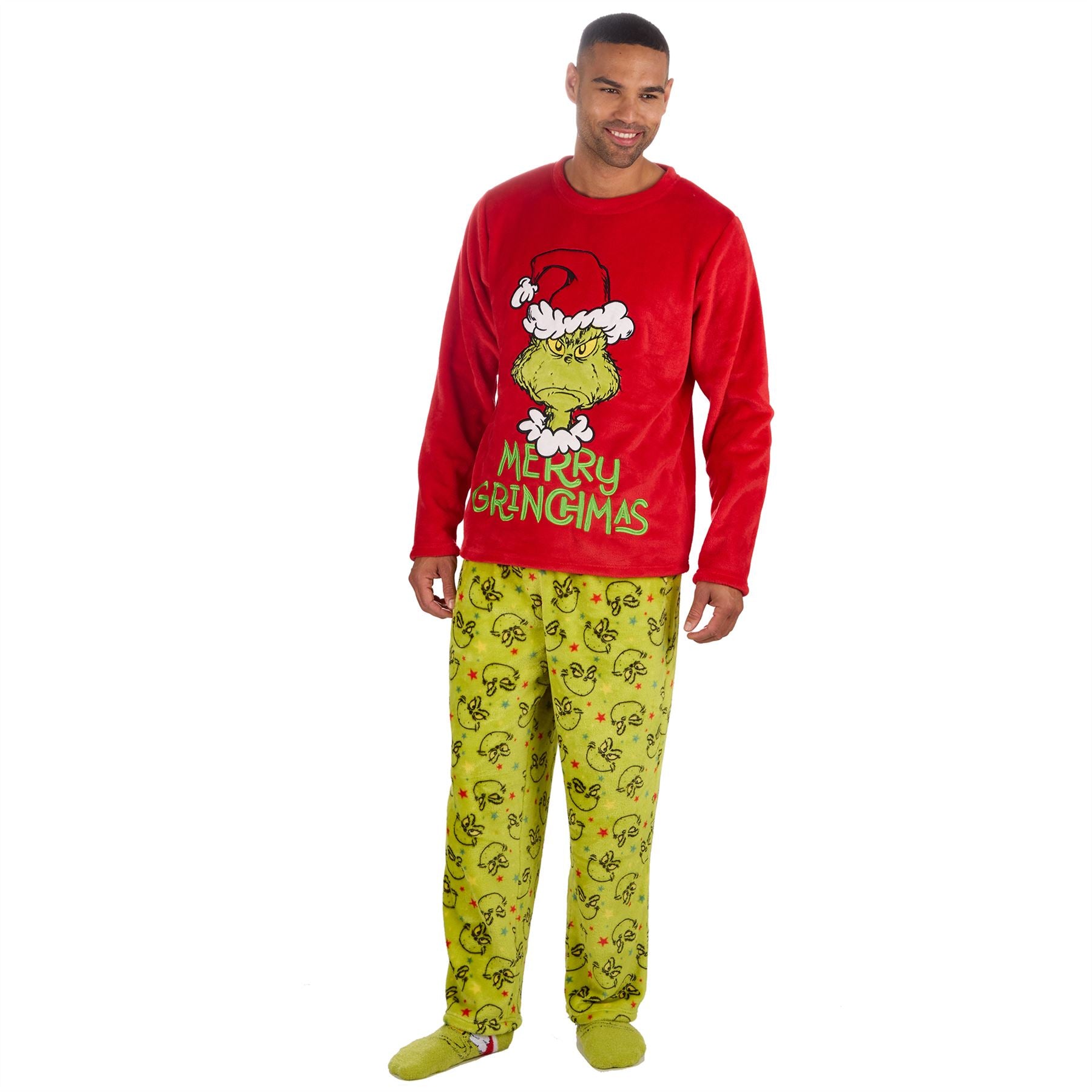 The Grinch Mens Christmas Fleece Pyjamas