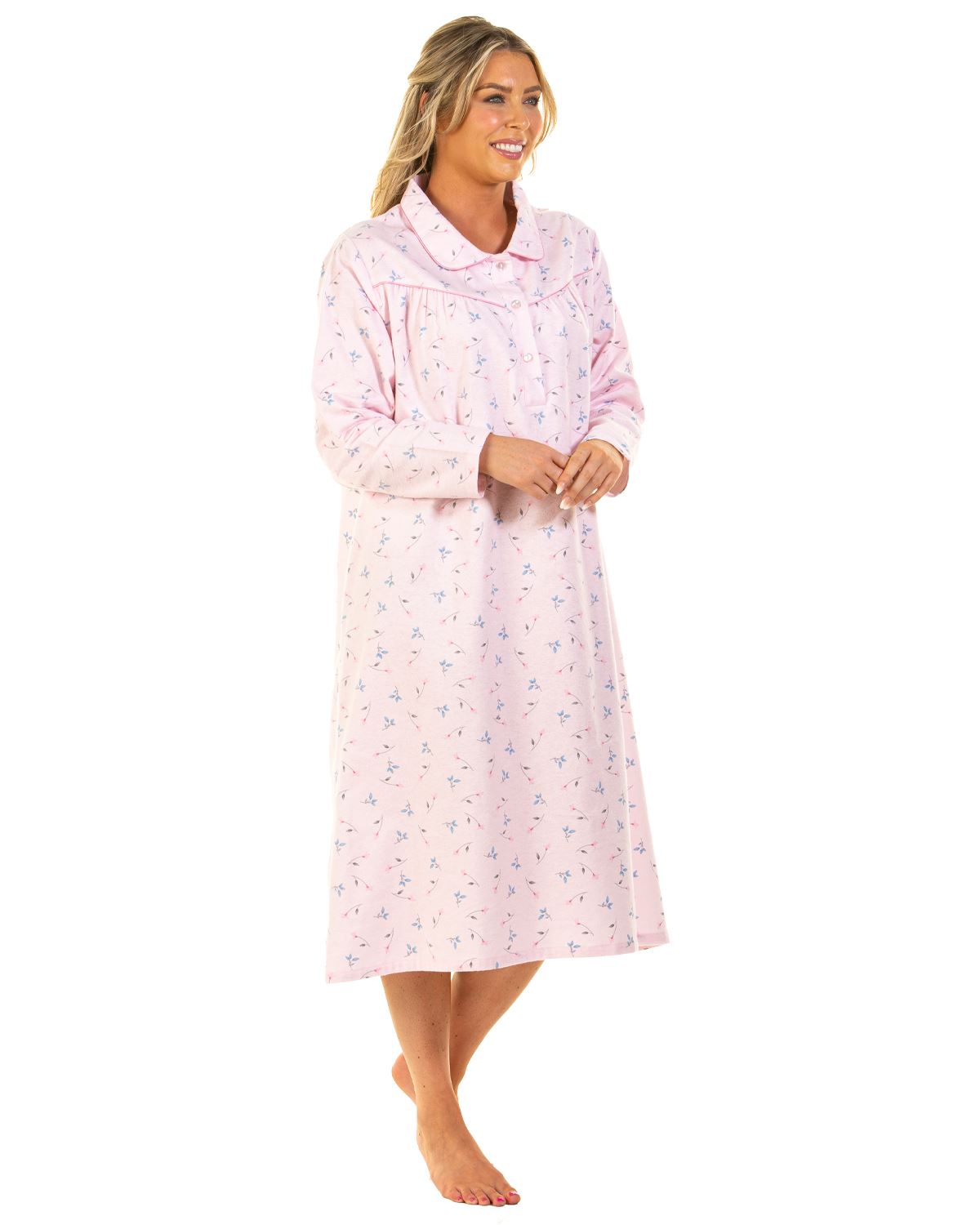 Sue Marks Womens Floral Flannel Brushed Cotton Nightie