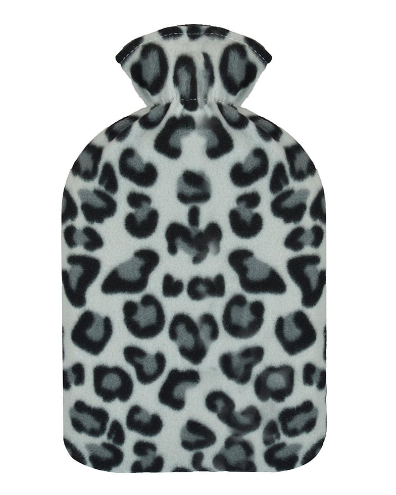 Grey Leopard Print Hot Water Bottle