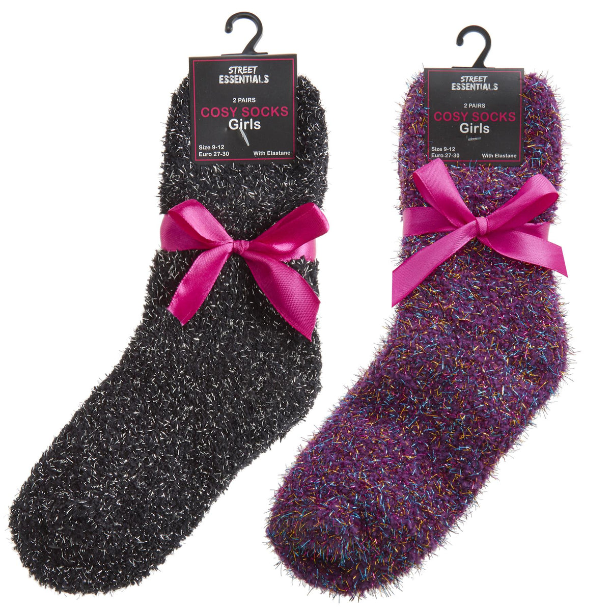 4 Pairs Girls Fluffy Glitter Socks