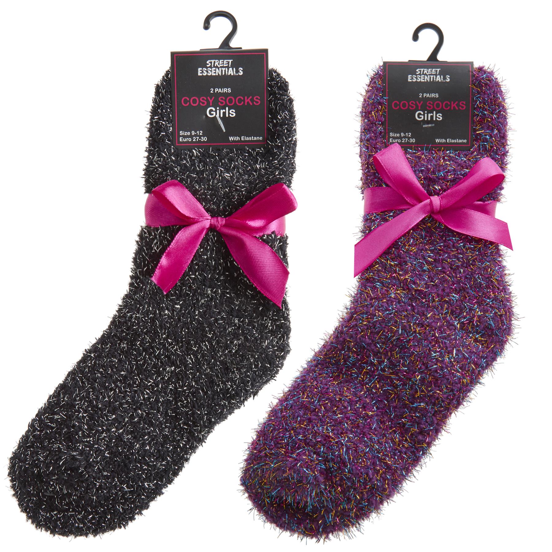 4 Pairs Girls Fluffy Glitter Socks