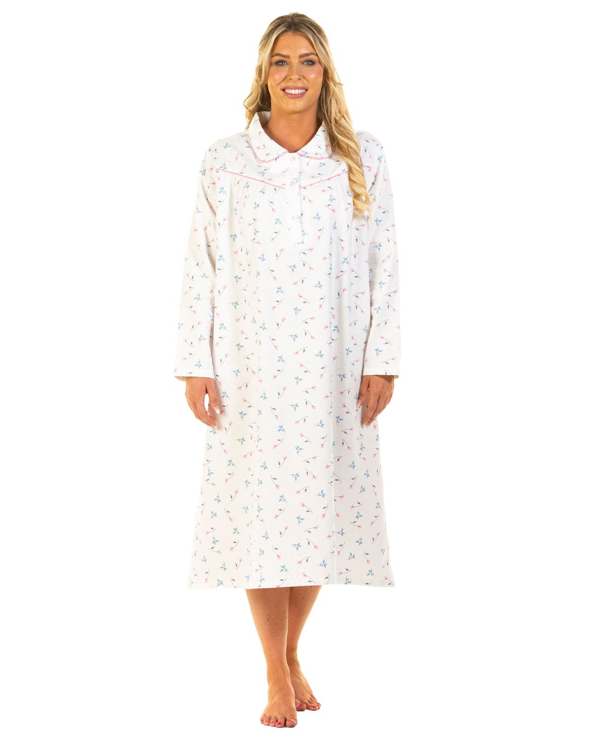 Sue Marks Womens Floral Flannel Brushed Cotton Nightie