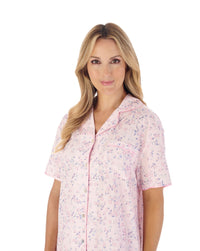 Slenderella Womens Blossom Print Woven Button Pyjamas