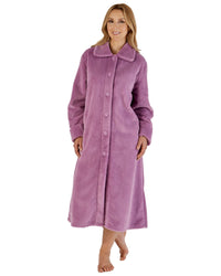 Slenderella Womens 46" Waffle Fleece Button Dressing Gown