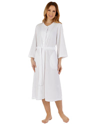 Slenderella Womens 45" Waffle Knit Button Dressing Gown