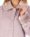 Slenderella Womens Faux Fur Collar Embossed Button Dressing Gown