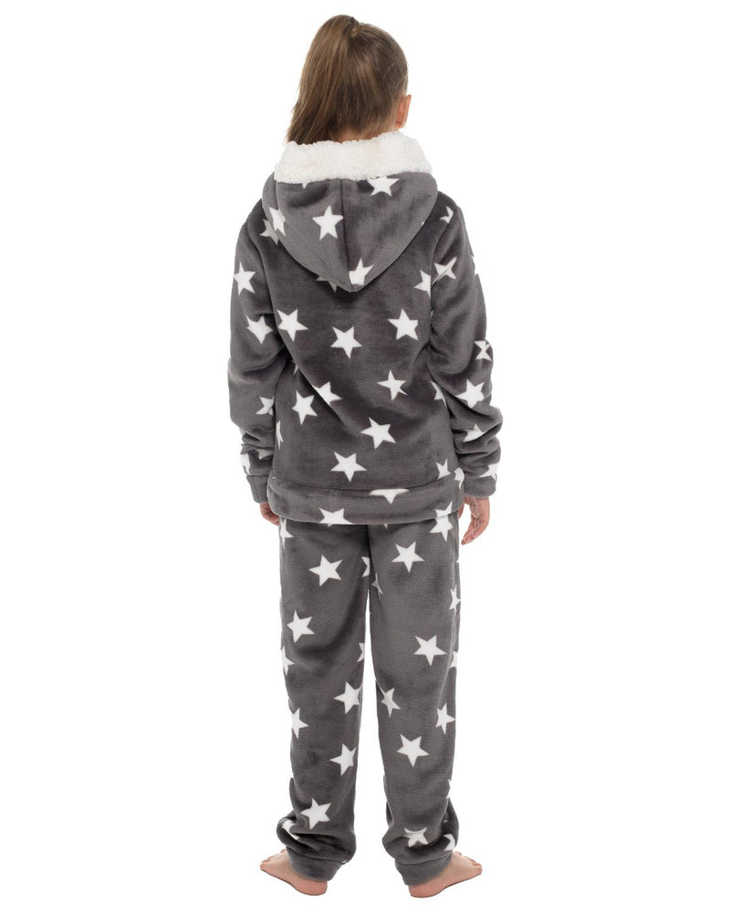 Slumber Hut Girls Star Fleece Hooded Pyjamas