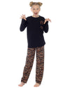 Foxbury Girls Black Tiger Jersey Pyjamas