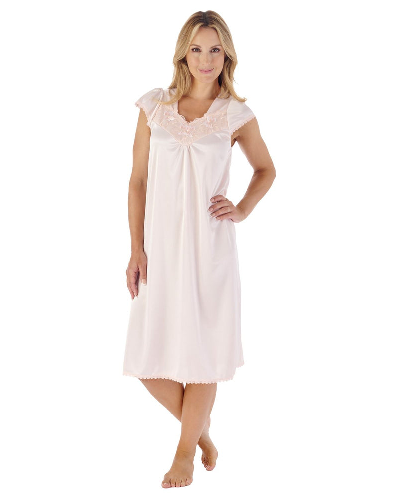 Slenderella Womens 42" Satin Cap Sleeve Nightie