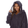 Huggable Womens Oversized Sherpa Lined Zip Hoodie