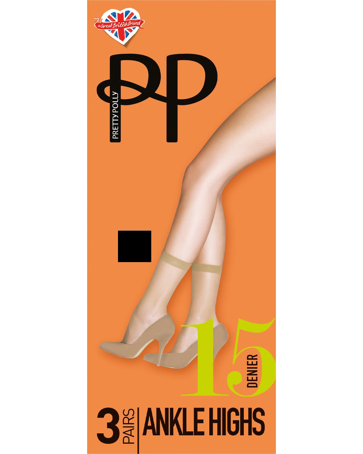 Pretty Polly Womens 3 Pack 15 Denier Ankle Highs