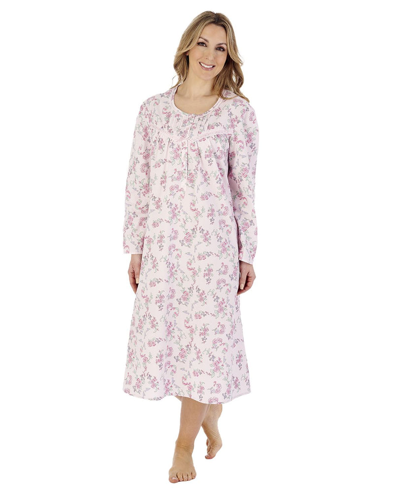 Slenderella Womens 45" Long Sleeve Woven Cotton Nightie