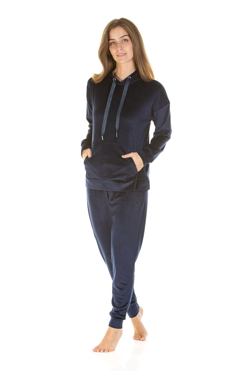 La Marquise Womens Velour Lounge Hooded Pyjamas