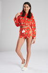 Loungeable Womens Christmas Print Cropped Hoodie & Short Pyjamas