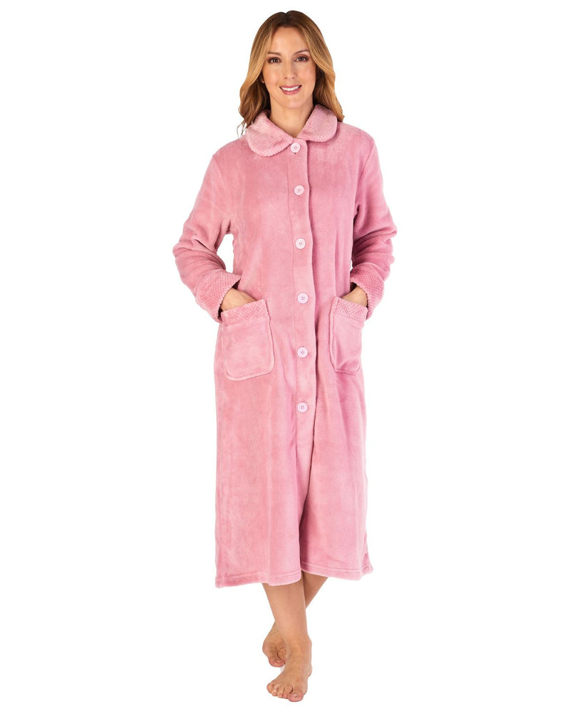 Slenderella Womens 46" Mini Waffle Button Dressing Gown