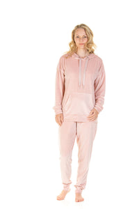 La Marquise Womens Velour Lounge Hooded Pyjamas