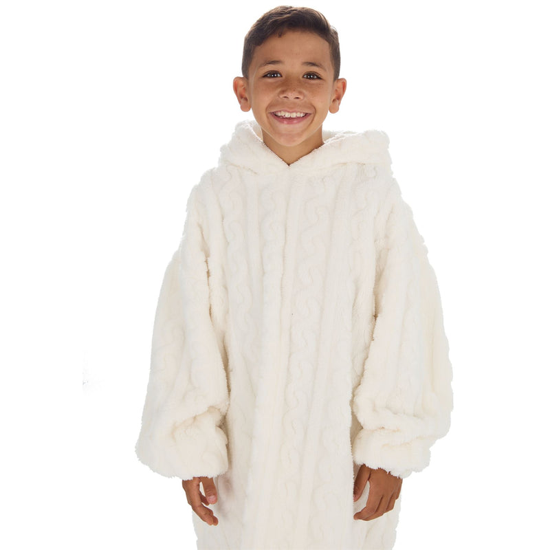 Huggable Kids Sherpa Cable Fleece Snuggle Hoodie