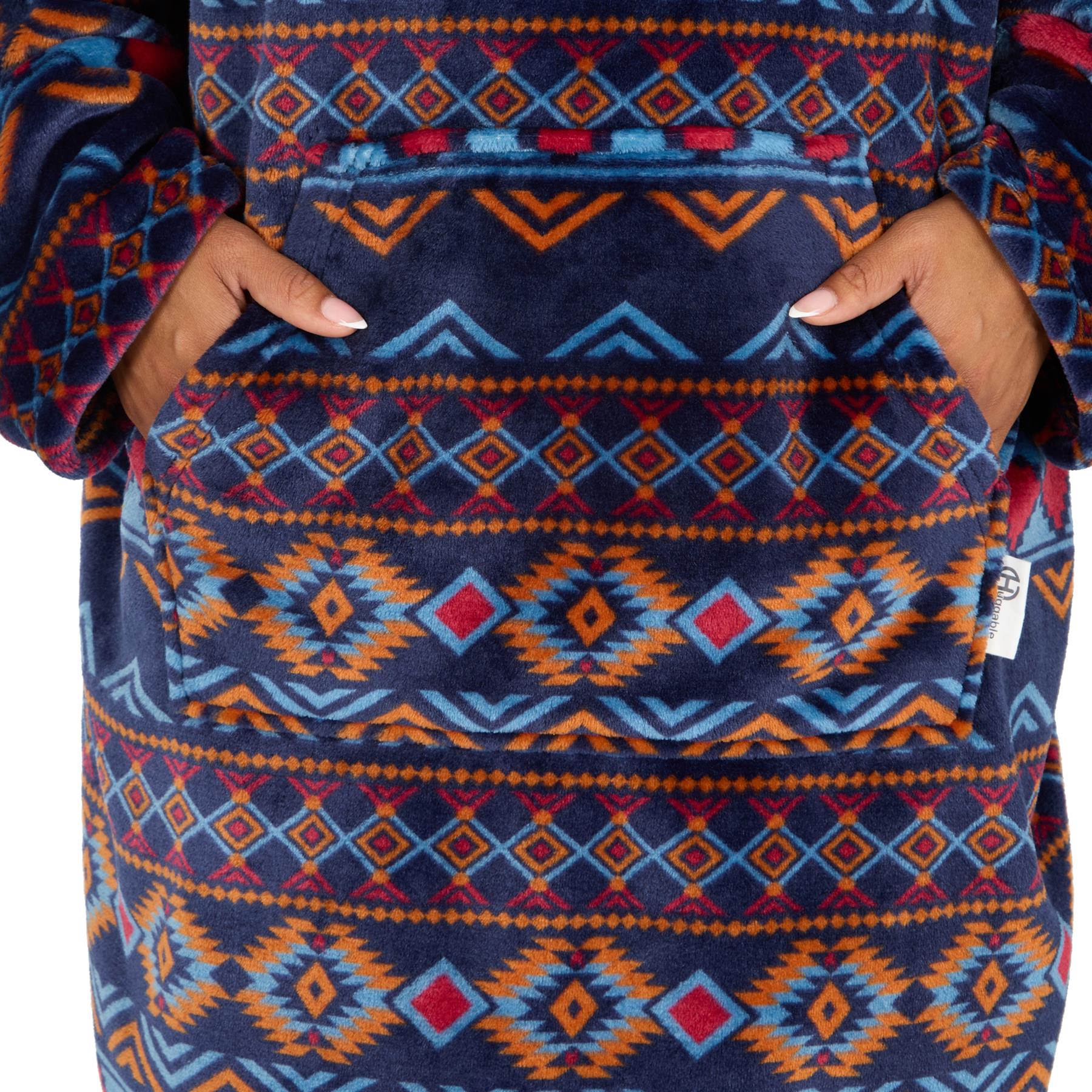 Huggable Adults Navy Aztec Print Snuggle Hoodie