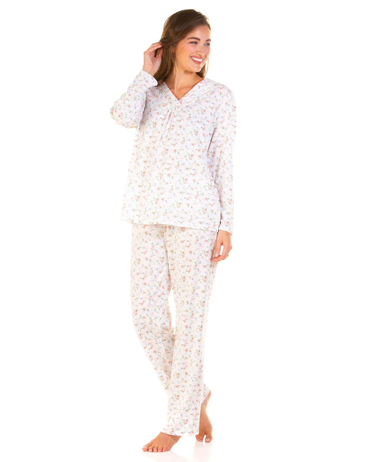 La Marquise Womens Pleated Susan Long Sleeve Pyjamas